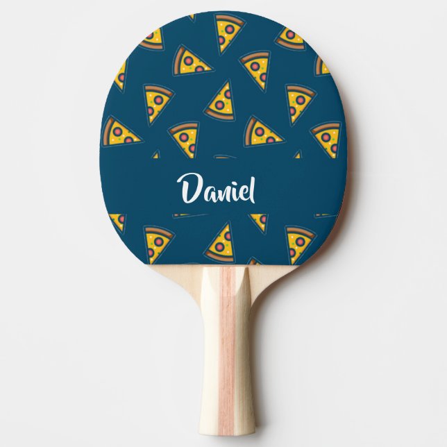 Raquete De Ping Pong Pizza padrão em azul (Frente)