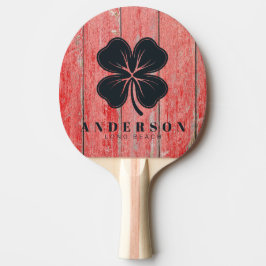 Raquete De Ping Pong Placa de celeiro vermelho trevo de quatro folhas c