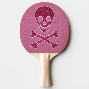 Raquete De Ping Pong Placa do diamante e pá cor-de-rosa do crânio