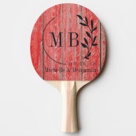 Raquete De Ping Pong Placas de Celeiro Vermelho Folha Casamento Monogra