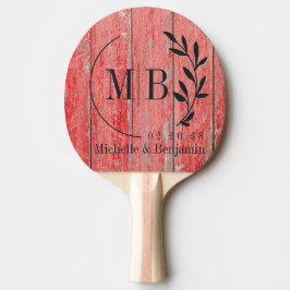 Raquete De Ping Pong Placas de Celeiro Vermelho Folha Casamento Monogra