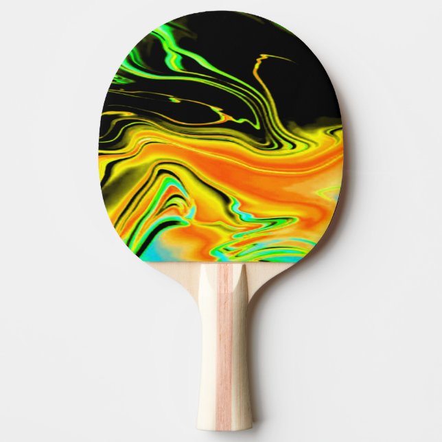 Raquete De Ping Pong Planeta alienígena Marcado Laranja Verde Preto (Frente)