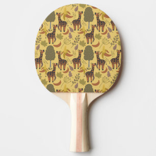 Raquete De Ping Pong Plano de fundo amarelo sem costura Giraffe