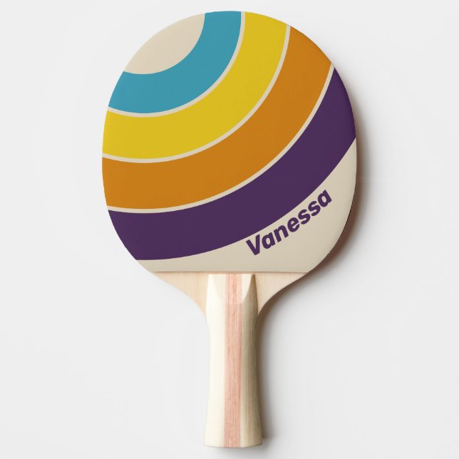Raquete De Ping Pong Plum Dust Rainbow Circle Stripe with Name (Frente)