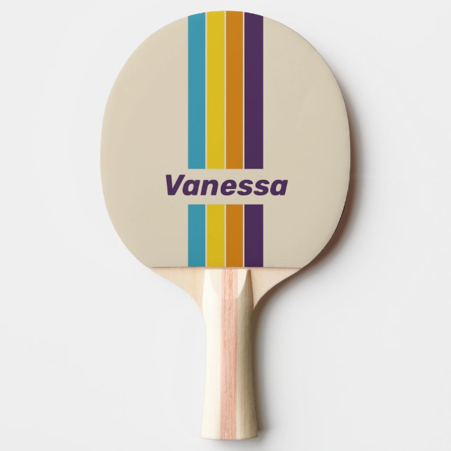 Raquete De Ping Pong Plum Dust Rainbow Pin Striped with Name (Frente)