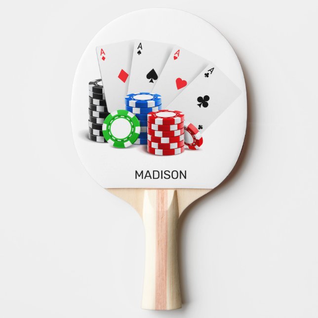 Raquete De Ping Pong Poker / Casino de Nome Personalizado (Frente)