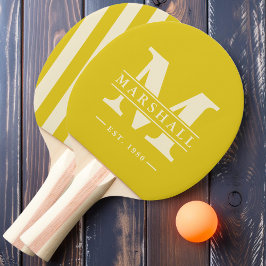 Raquete De Ping Pong Polo com Faixas e Sobreposição de Monograma e Nome