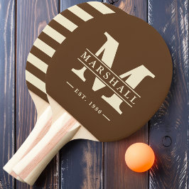 Raquete De Ping Pong Polo com Sobreposição de Monograma e Nome Marrom F