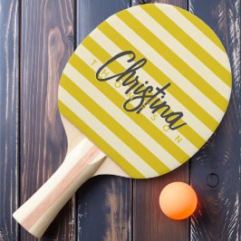 Raquete De Ping Pong Polo Meados do Século Limão Escuro Pintado Nome