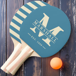 Raquete De Ping Pong Polo Monograma e Nome Overlay Deep Aqua