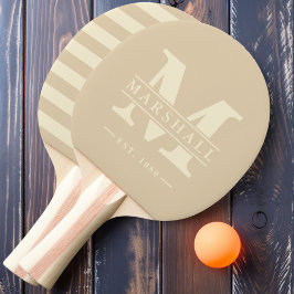 Raquete De Ping Pong Polo Monograma e Nome Sobreposto Areia Duna