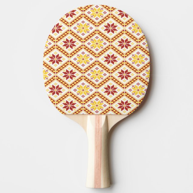 Raquete De Ping Pong Ponto de cruz ucraniano decorativo (Frente)