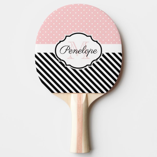 Raquete De Ping Pong Pontos bonitos e listras (Frente)