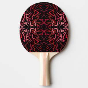 Raquete De Ping Pong Pontos e rabiscos rosa e vermelho em preto