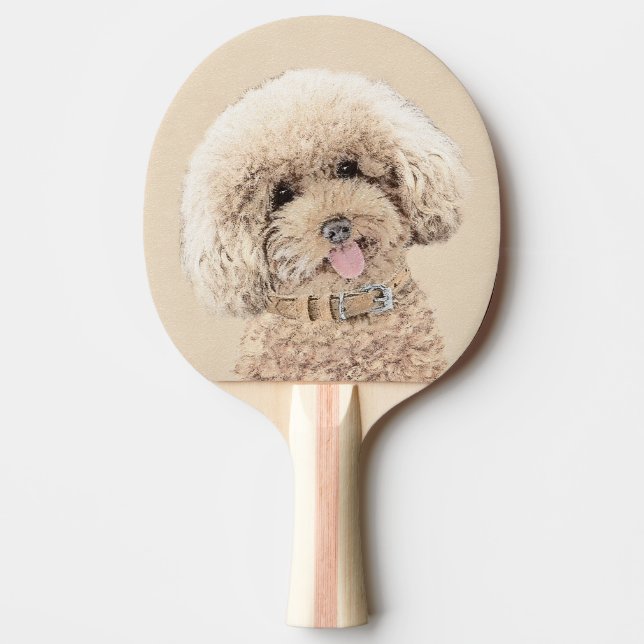 Raquete De Ping Pong Poodle Miniature Toy Apricot Cream Brown Dog Art (Frente)