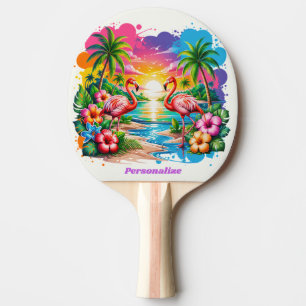 Raquete De Ping Pong Pôr do Sol Personalizado do Paraíso do Flamingo Tr