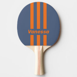 Raquete De Ping Pong Pôr do Sol Retrô na Costa com Três Listras e Nome