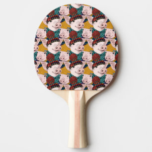 Raquete De Ping Pong Porcos com teste padrão dos chapéus