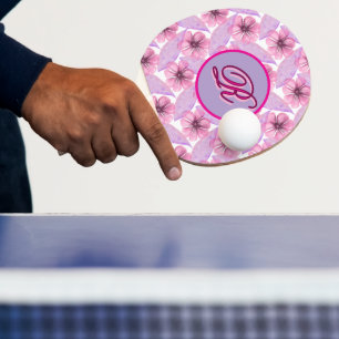Raquete De Ping Pong Pôster de padrão floral em aquarela personalizado