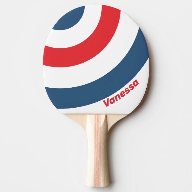 Raquete De Ping Pong Postman Nostalgic Circle Stripe with Name (Frente)