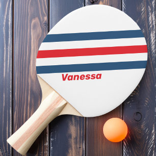 Raquete De Ping Pong Postman Nostalgic Stripes com Nome