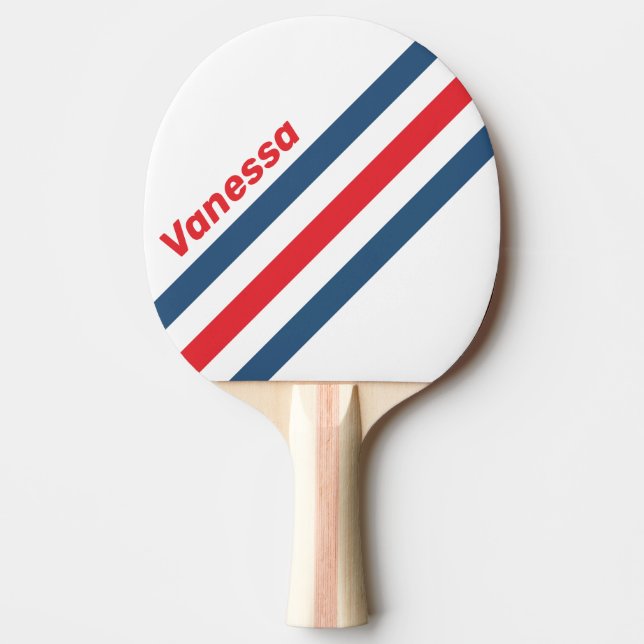 Raquete De Ping Pong Postman Nostálgico com Listras Anguladas e Nome (Frente)