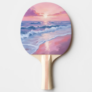 Raquete De Ping Pong Praia de Algodão Doce Pintura de Ondas do Oceano