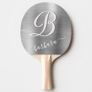 Raquete De Ping Pong Prata de metal escovada personalizada