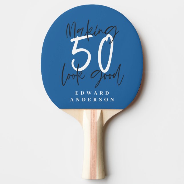 Raquete De Ping Pong presente de 50º aniversário personalizado (Frente)