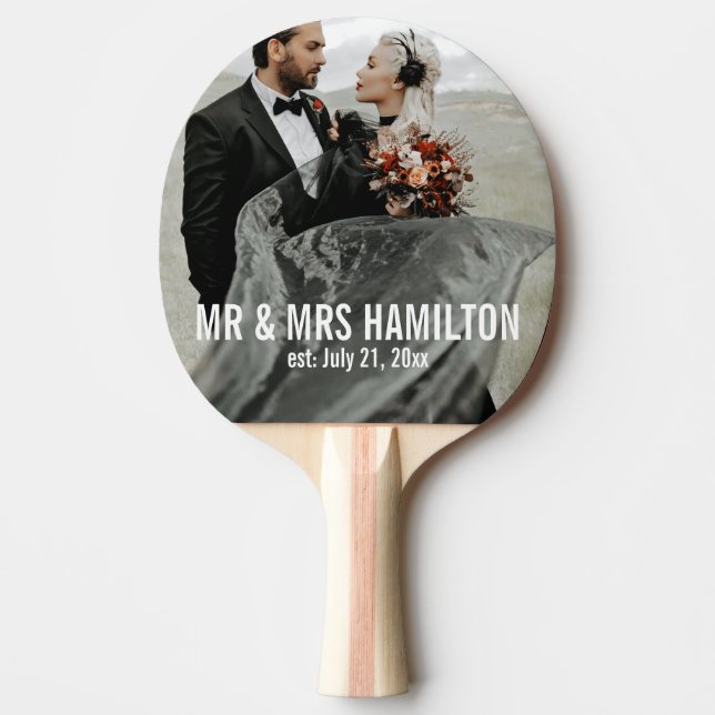 Raquete De Ping Pong Presente de casamento de fotos personalizado (Frente)