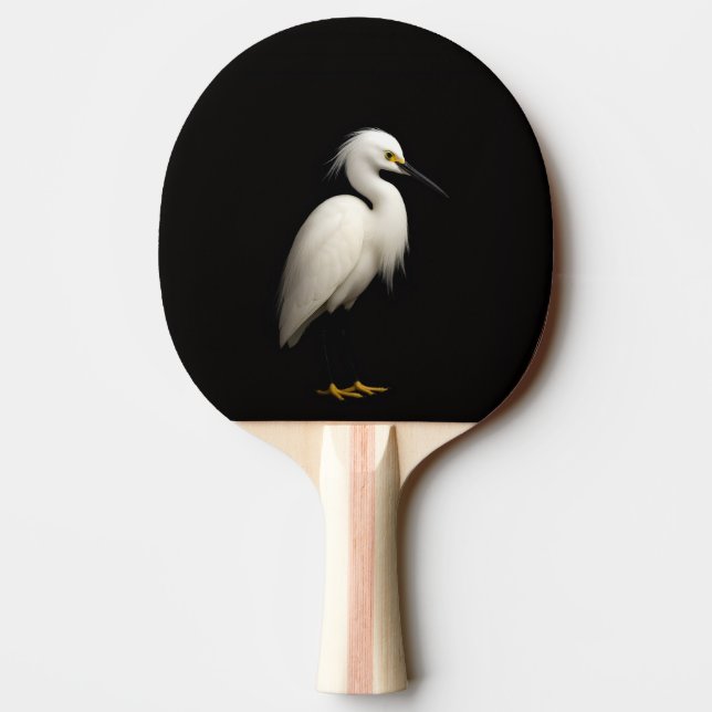 Raquete de ping pong preta 4 Luxe, Garça Branca (Verso)