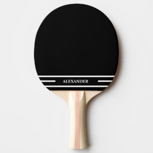 Raquete de Ping Pong Preta e Branca com Nome