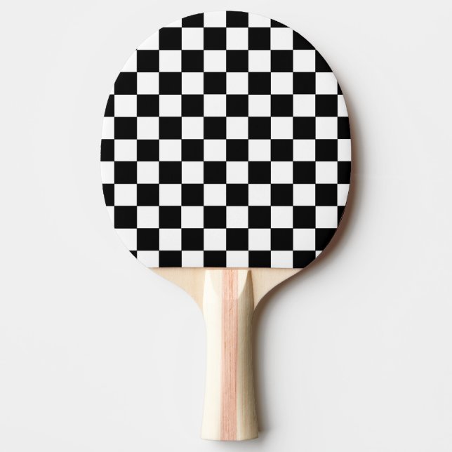 Raquete De Ping Pong Preto e branco verificados (Frente)
