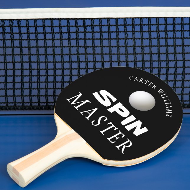 Raquete De Ping Pong Preto editável personalizado SPIN MASTER (Insitu)