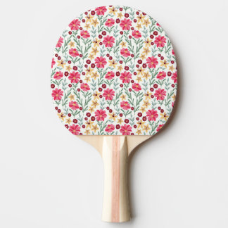 Raquete De Ping Pong Pretty Pink and Yellow Vintage Floral Pattern