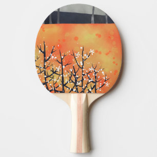 Raquete De Ping Pong Primavera Floral do Espinho Negro