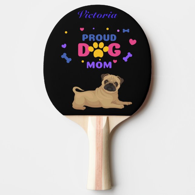 Raquete De Ping Pong Pug Orud Dog Mãe (Frente)