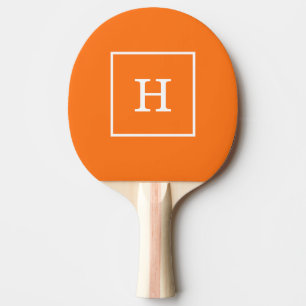 Raquete De Ping Pong Pumpkin Laranja Branco Moldado Monograma Inicial