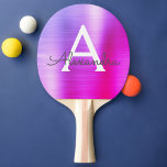 Raquete De Ping Pong Púrpura Cor-de-rosa, Folha Metálica Monograma Nome<br><div class="desc">Púrpura e rosa Pó de Pintel Metálico de Folha Metálica Monograma Ping Pong Paddle. Este monograma de Ping Pong Paddle pode ser personalizado para incluir seu nome inicial e próprio e fazer um excelente de aniversário feminino ou presente de festa de solteira de casamento.</div>