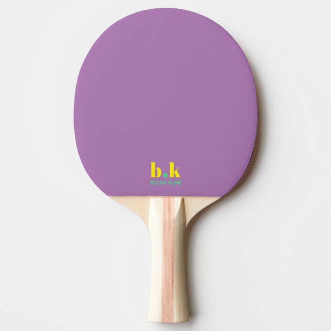 Raquete De Ping Pong Púrpura Pálida Monograma (Frente)