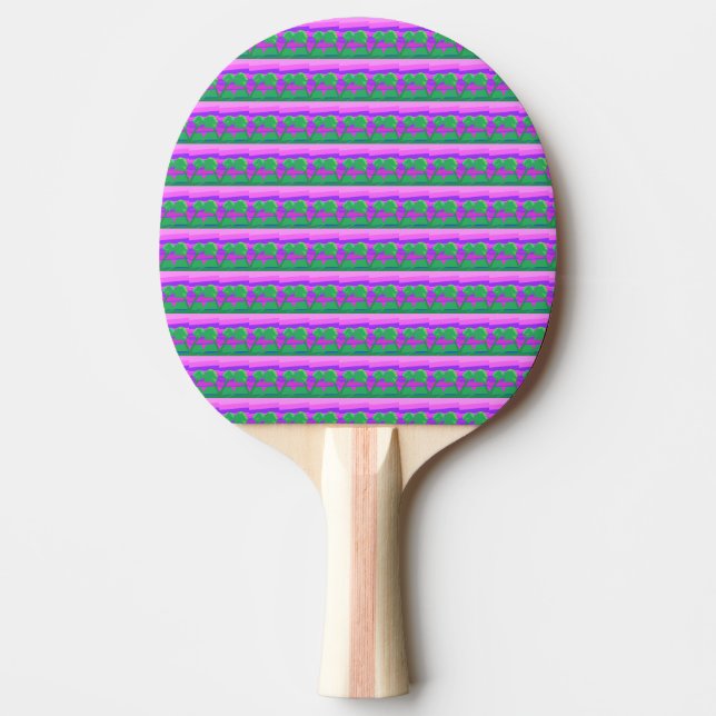 Raquete De Ping Pong Púrpura Verde Rosa Rosa Soldado (Frente)