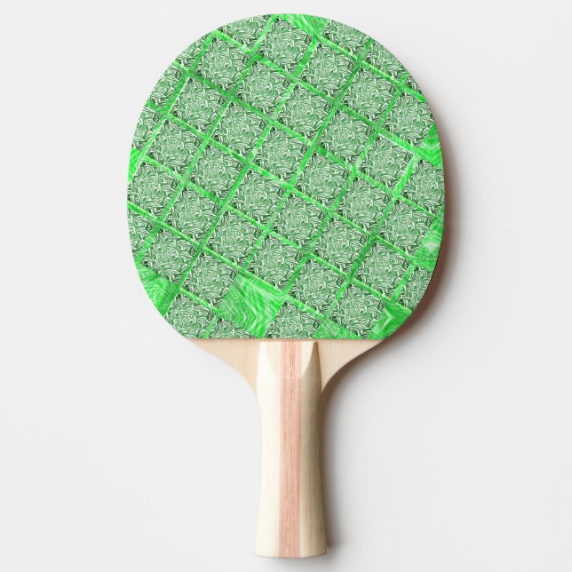Raquete De Ping Pong Quadradas, falso azulejo, fadas verdes folhagens. (Frente)