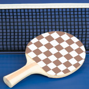 Raquete De Ping Pong Quadrados xadrez marrom mocha branco geométrico re