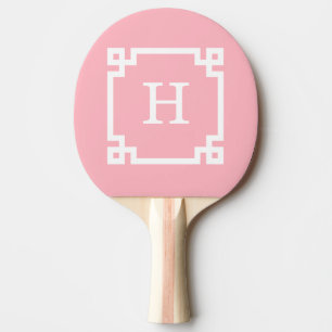 Raquete De Ping Pong Quadro-chave grego branco rosa #2 Monograma inicia