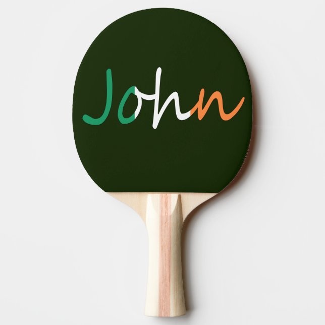 Raquete De Ping Pong Qualquer nome sobreposto no Irish Flag ppcnt (Verso)