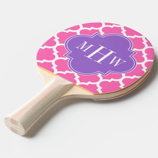 Raquete De Ping Pong Quente Rosa2 Whromarino #5 Ametist 3 Init Monogram (Frente inclinada)