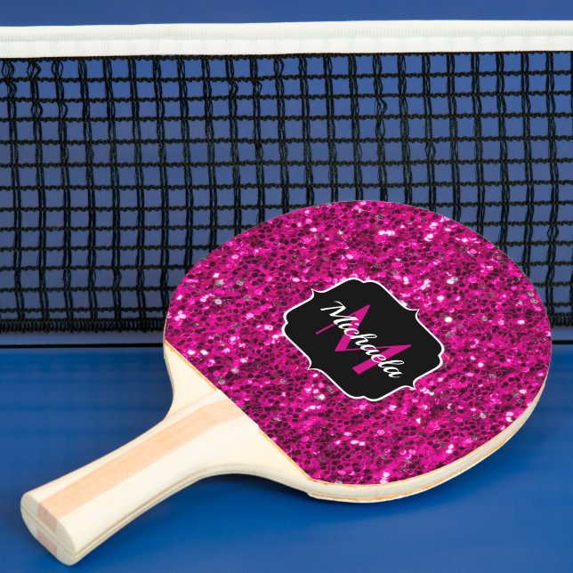 Raquete De Ping Pong Quente-rosa brilha rapidamente Monograma (Insitu)