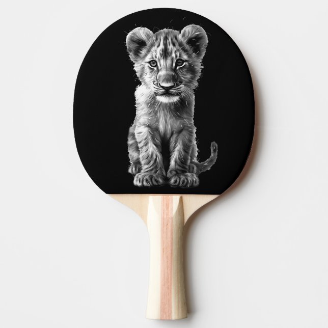 Raquete De Ping Pong Querida, Big Cat Cub Preto (Frente)