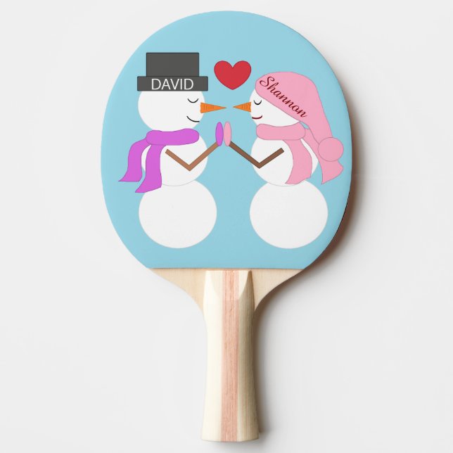 Raquete De Ping Pong Querido Neve no Amor: Azul Claro (Frente)