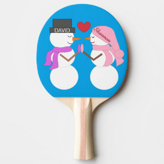 Raquete De Ping Pong Querido Snowpeople in Love: Blue-green